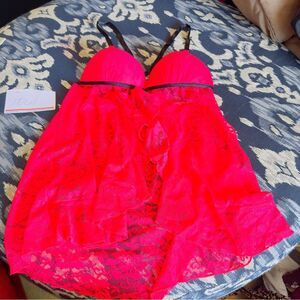 Red Lace Nightie Lingerie Lace - Size Medium, Stretchy